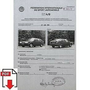 1989 Citroen BX Diesel Turbo FIA homologation form PDF download